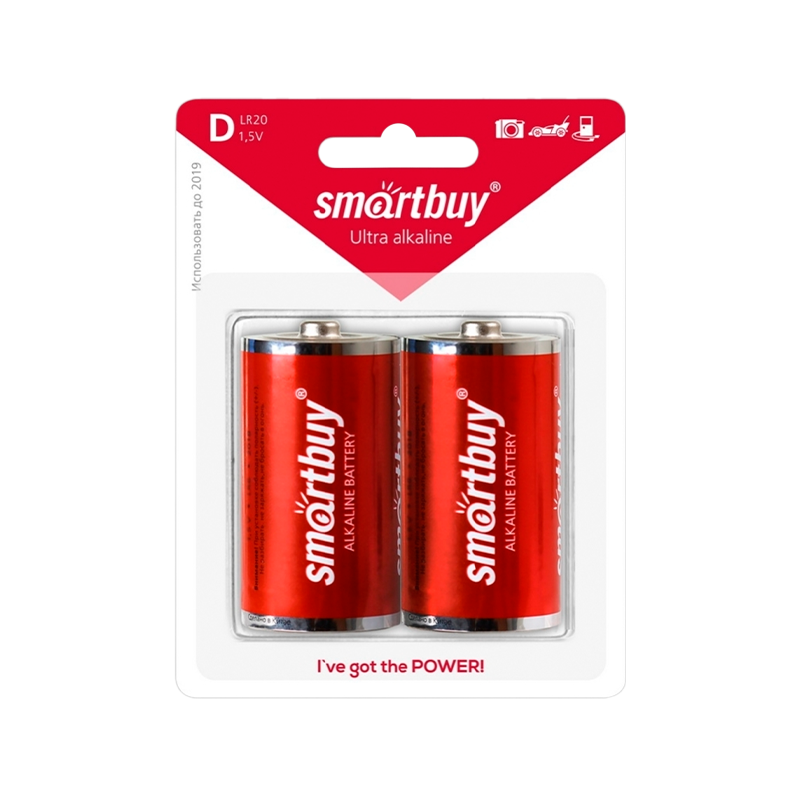 Батарейка Smartbuy LR20 D BL2 Alkaline 1.5V (2/12/96)
