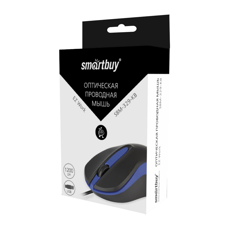 Мышь проводная Smartbuy 329 ONE классическая USB черный синий (1/100)