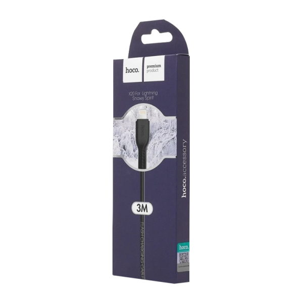 Кабель HOCO X20 USB (m)-Lightning (m) 2.0м 2.0A ПВХ черный (1/30/300)