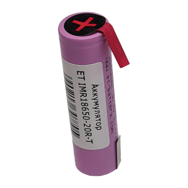 Аккумулятор ET IMR18650-20R-T, 20/35А, Li-Ion высокая токоотдача, 2000мАч с выводом
