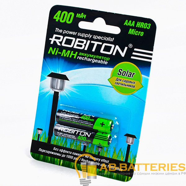 Аккумулятор ROBITON 400MHAAA-2 SOLAR BL2 (2/50/200)