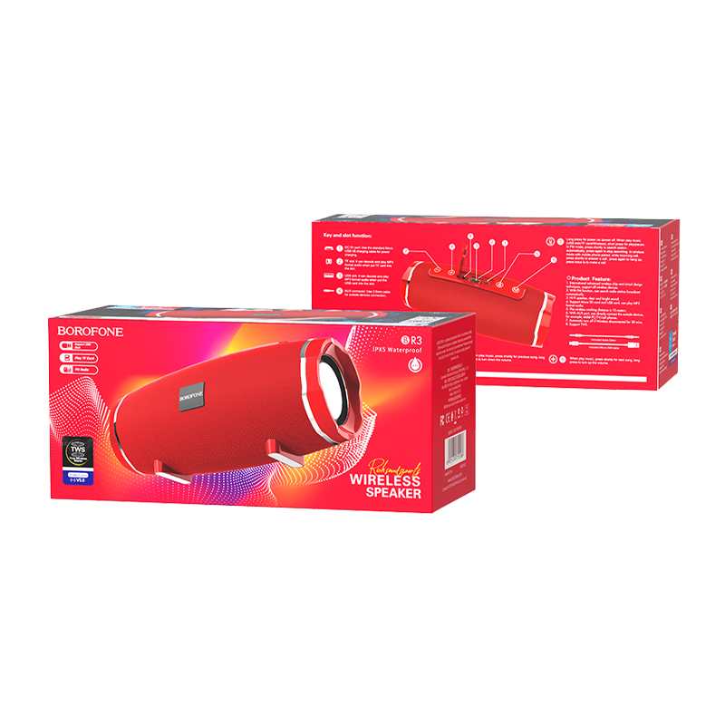 Портативная колонка Borofone BR3 bluetooth 5.0 microSD красный (1/40)