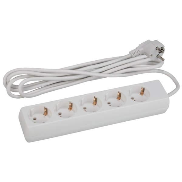 Удлинитель ЭРА U 5р.С/З 10A 3.0м белый