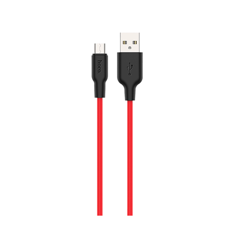 Кабель HOCO X21 Plus USB (m)-microUSB (m) 0.25м 2.4A силикон черный красный (1/30/300)