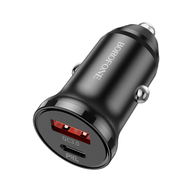 Автомобильное З/У Borofone BZ18A 1USB/Type-C 20W QC3.0 черный (1/48/192)