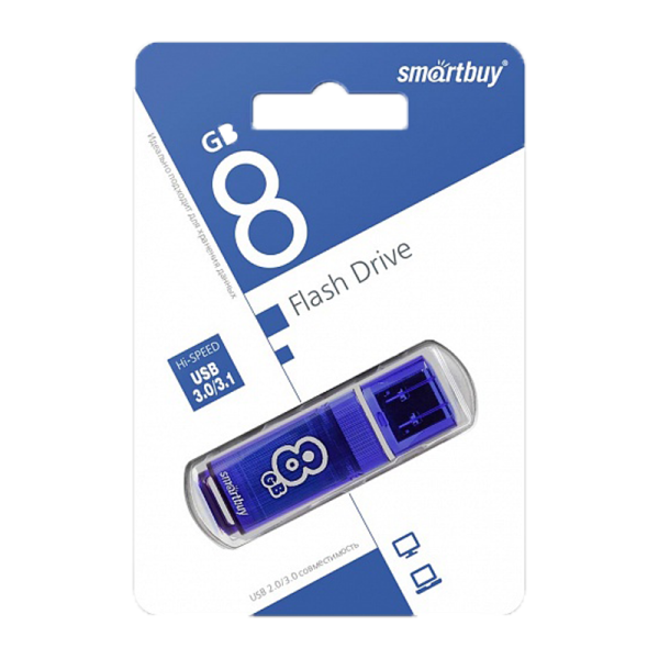 Флеш-накопитель Smartbuy Glossy 8GB USB3.0 пластик синий
