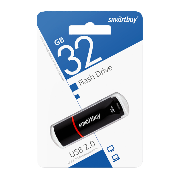 Флеш-накопитель Smartbuy Crown 32GB USB2.0 пластик черный