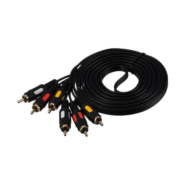 Кабель GoPower 3xRCA (m)-3xRCA (m) 3.0м ПВХ черный Premium Zip-Lock c подвесом (1/100)