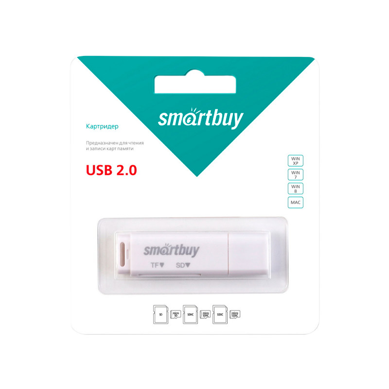 Картридер Smartbuy 715 USB2.0 SD/microSD белый