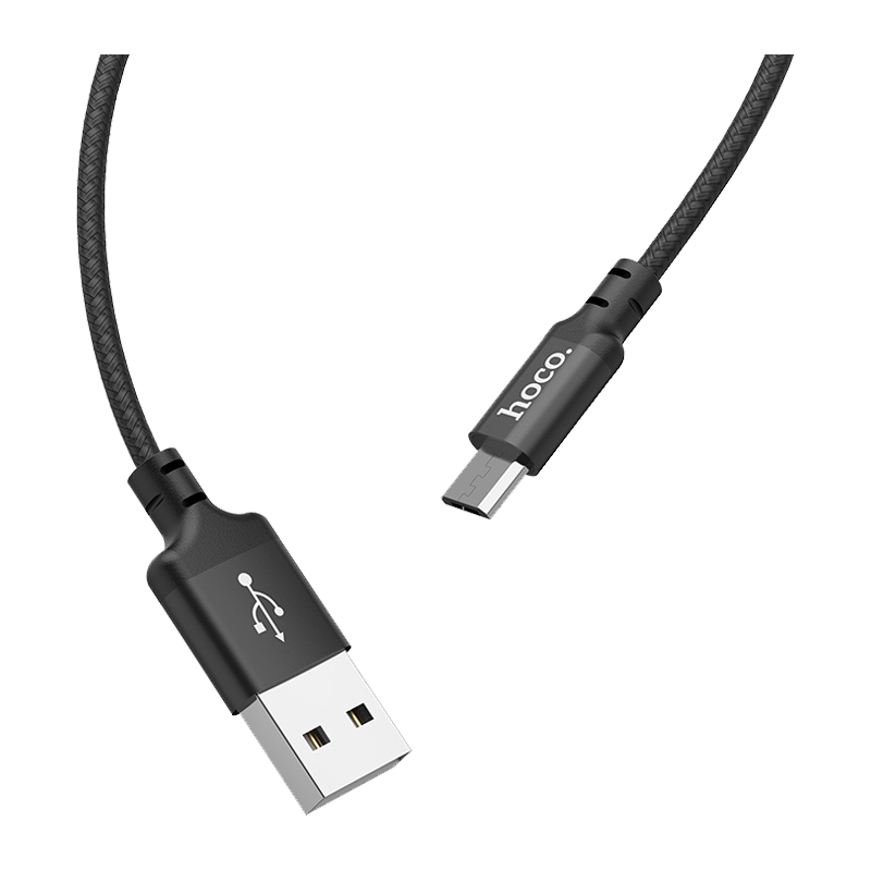 Кабель HOCO X14 USB (m)-microUSB (m) 1.0м 2.0A нейлон черный (1/33/330)