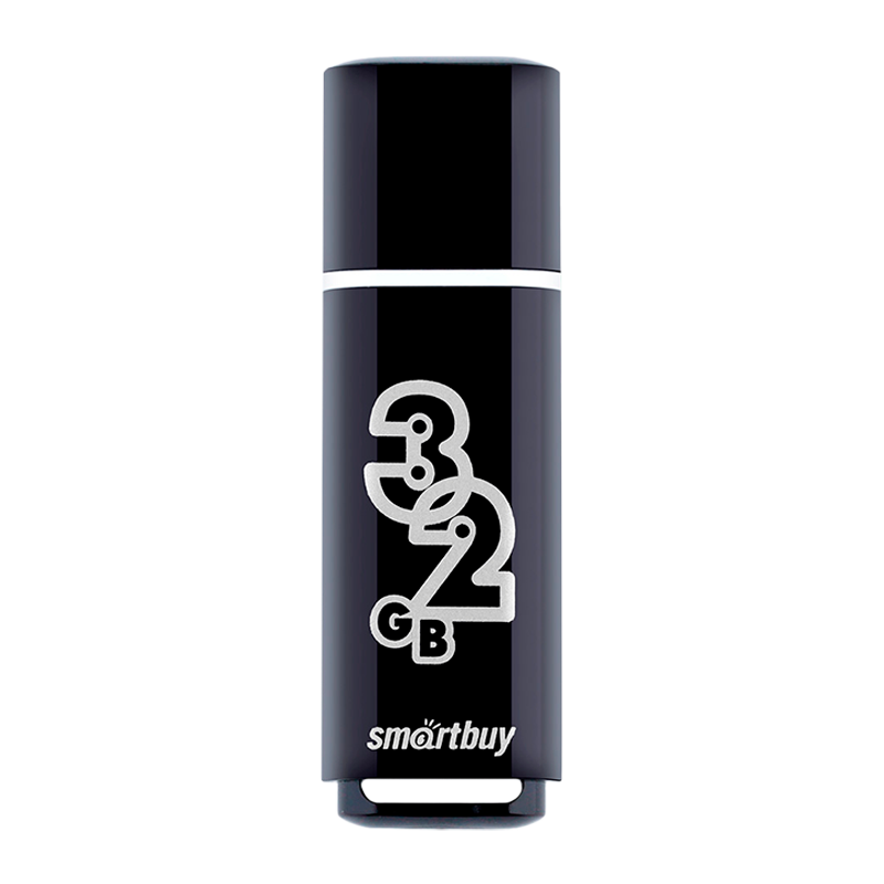 Флеш-накопитель Smartbuy Glossy 32GB USB2.0 пластик черный