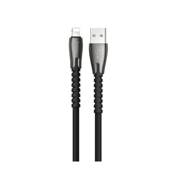 Кабель HOCO U58 USB (m)-Lightning (m) 1.2м 2.4A TPE черный (1/30/300)