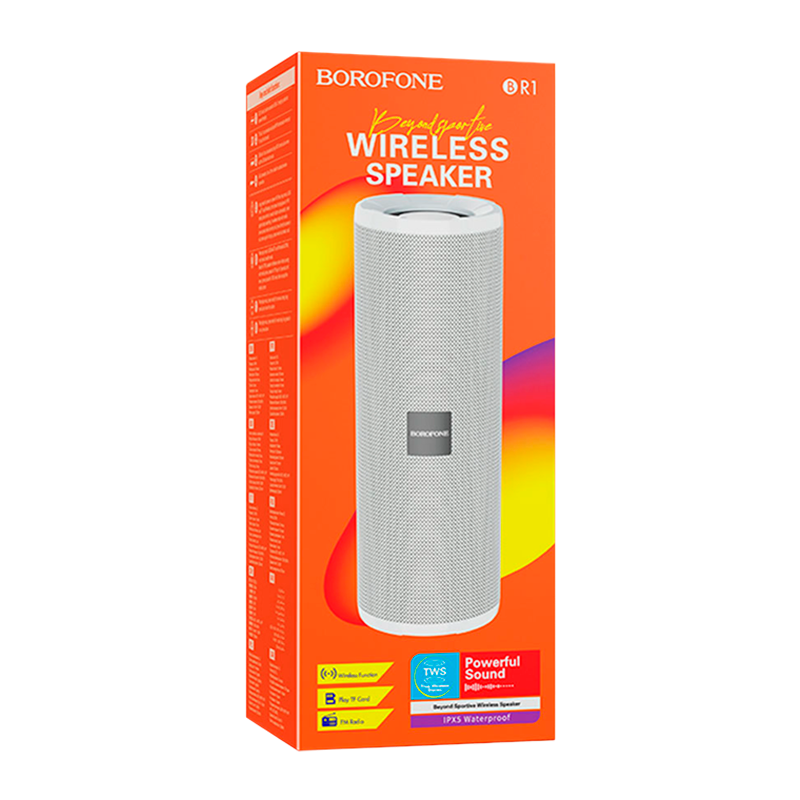 Портативная колонка Borofone BR1 bluetooth 5.0 серый (1/60)
