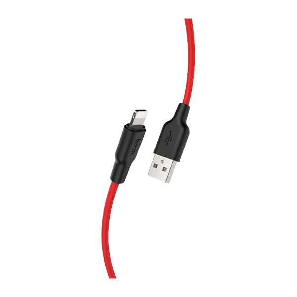 Кабель HOCO X21 Plus USB (m)-Lightning (m) 2.0м 2.4A силикон черный красный (1/28/168)
