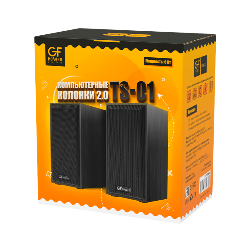 Колонки GFPower TS-01 6W черное дерево (1/30)