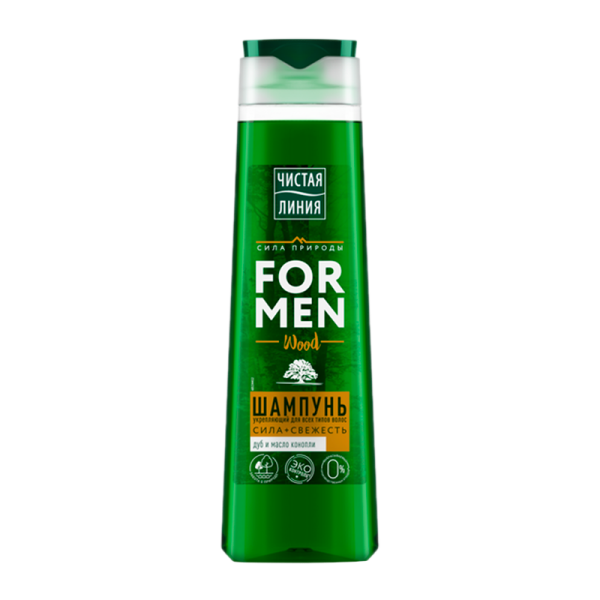 Шампунь Чистая линия мужской дуб и масло конопли 400 мл укрепляющий (1/6)
