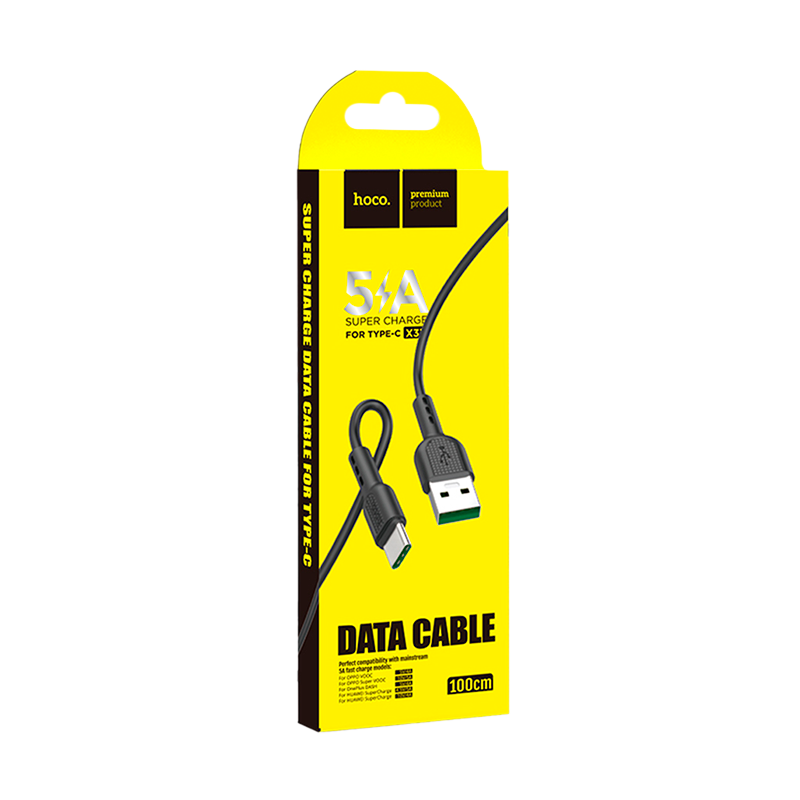 Кабель HOCO X33 USB (m)-Type-C (m) 1.0м 5.0A ПВХ черный (1/33/330)