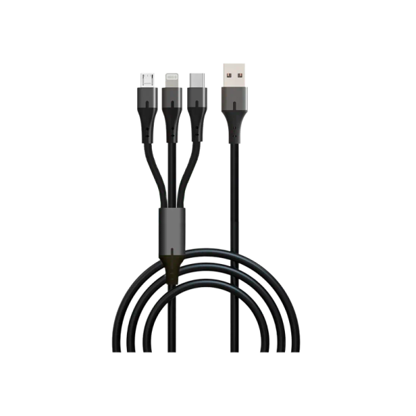 Кабель GoPower GP21-3-1.2M USB (m)-Type-C/Lightning/microUSB (m) 1.2м черный (1/200/800)