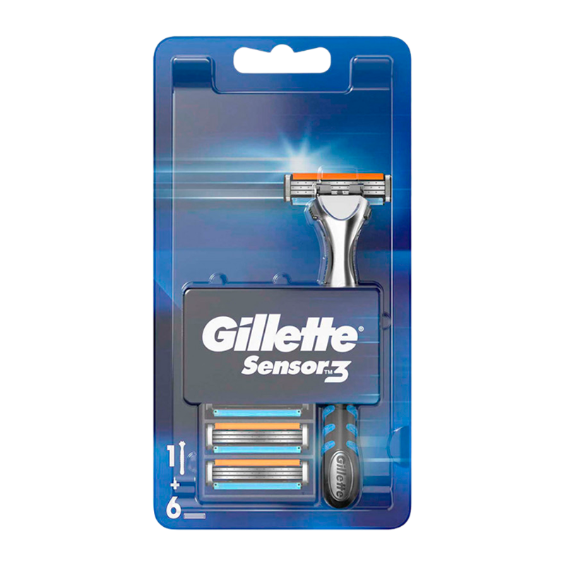 Бритва Gillette Sensor 3 3 лезвия 6 кассет пластиковая ручка