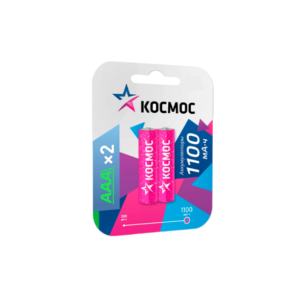 Аккумулятор бытовой Космос HR03 AAA BL2 NI-MH 1100mAh (2/24/288)