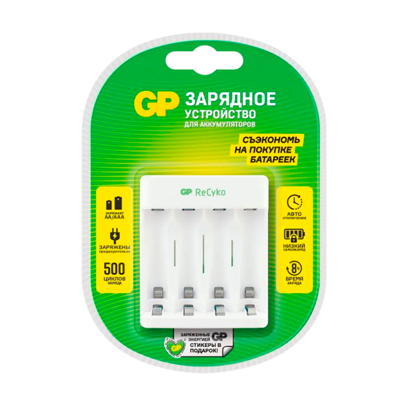 З/У для аккумуляторов GP Е411CS-2CR1 4 слота без аккумуляторов (1/5/10)