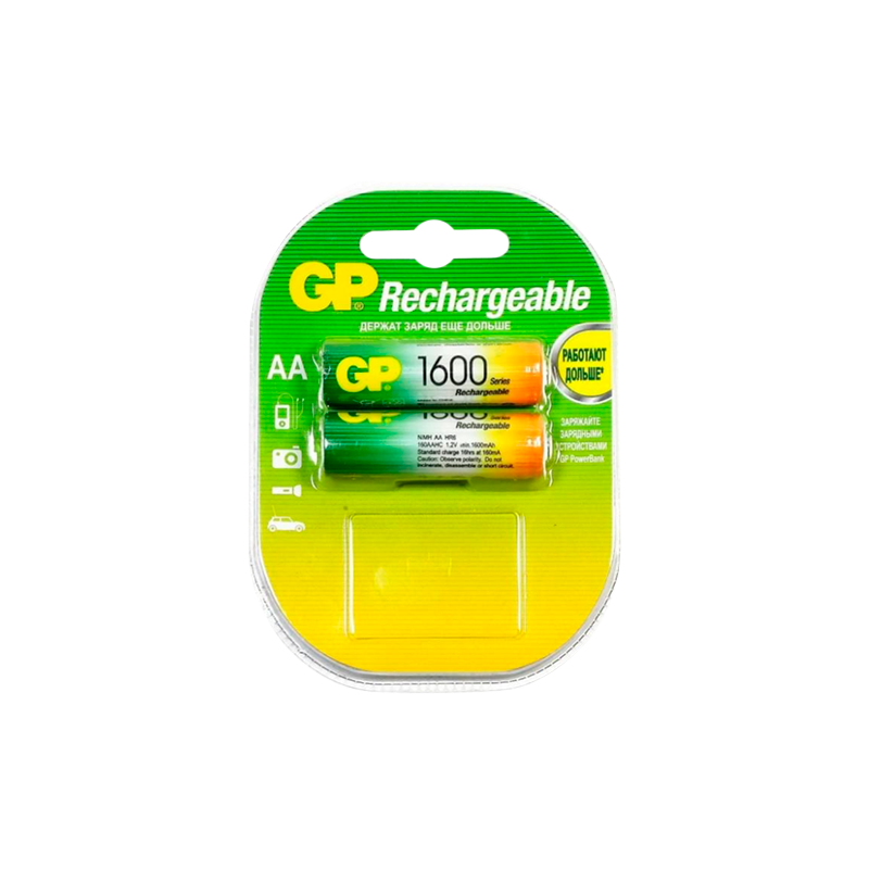 Аккумулятор бытовой GP HR6 AA BL2 NI-MH 1600mAh в пластиковой упаковке (2/20/200) R