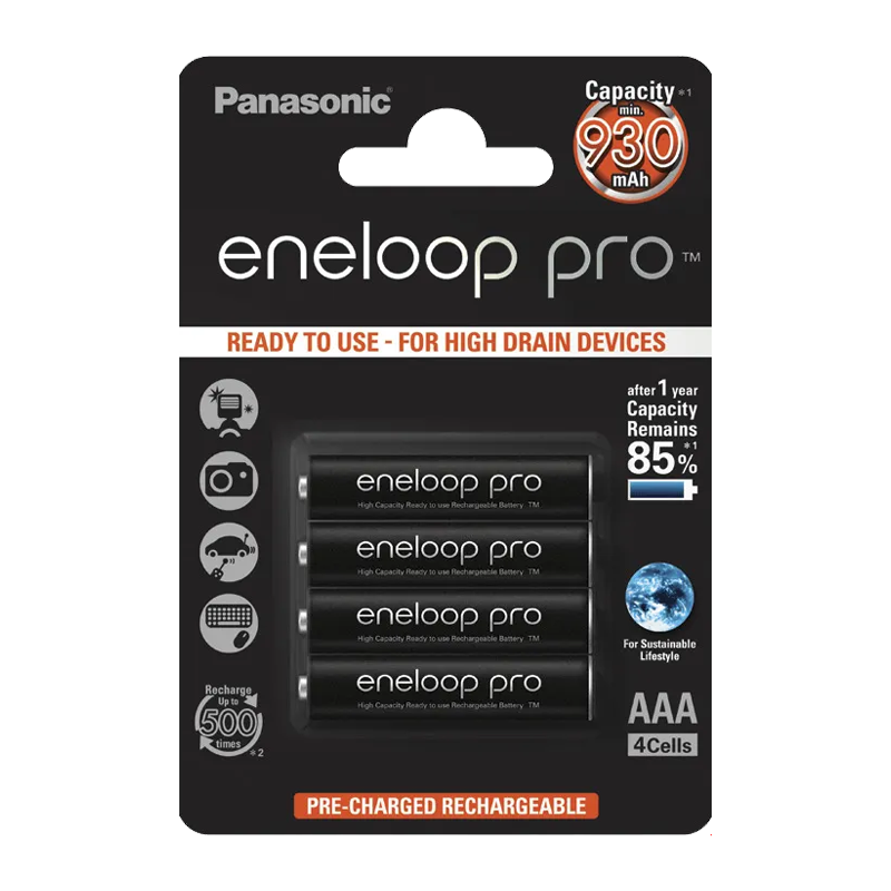 Аккумулятор предзаряженный RTU Panasonic HR03 AAA BL4 NI-MH eneloop pro 930mAh (4/48/80/576)