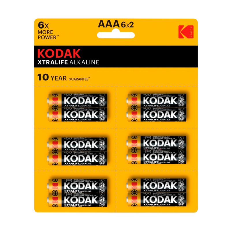 Батарейка Kodak XTRALIFE LR03 AAA BL12 (2*6) Alkaline 1.5V (12/144/576/43200)