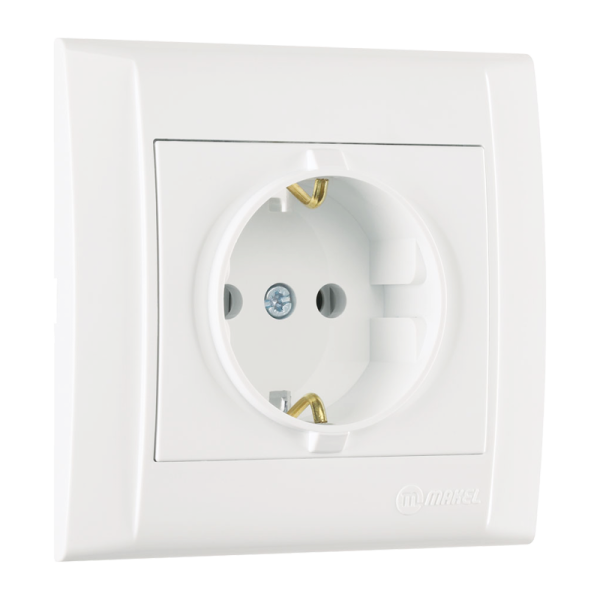Розетка Makel Defne 1гн. 16A С/З пластик белый 42001028 (1/12)