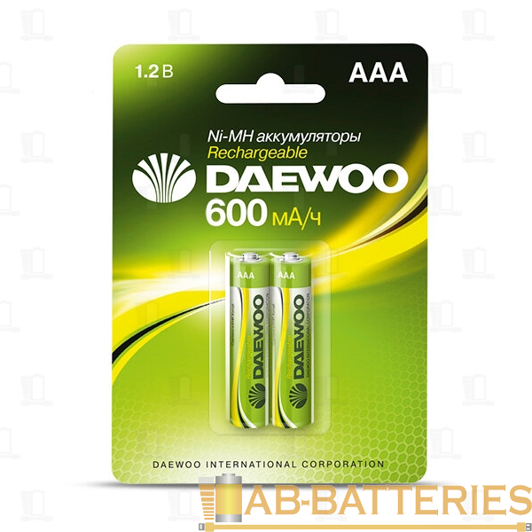 Аккумулятор бытовой Daewoo HR03 AAA BL2 NI-MH 600mAh (2/20/100)