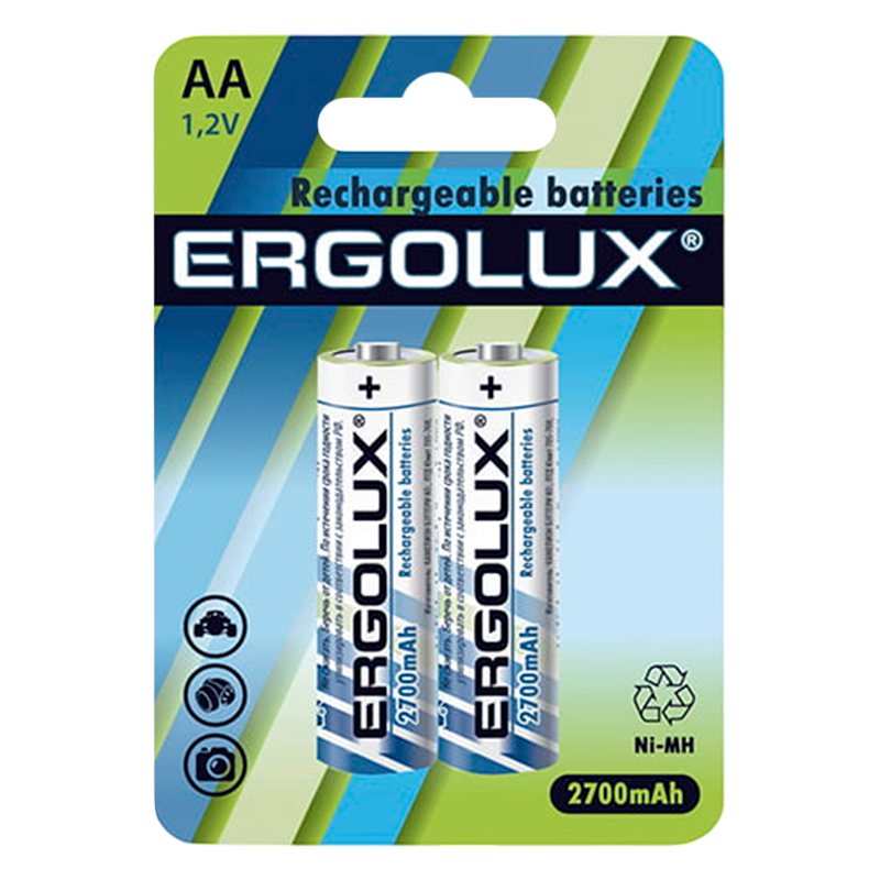 Аккумулятор бытовой Ergolux HR6 AA BL2 NI-MH 2700mAh (2/24/384)