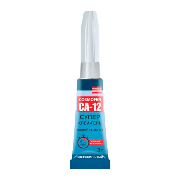 Супер-клей COSMOFEN CA-12 3г BL1 (на крючок) тюбик (1/24)