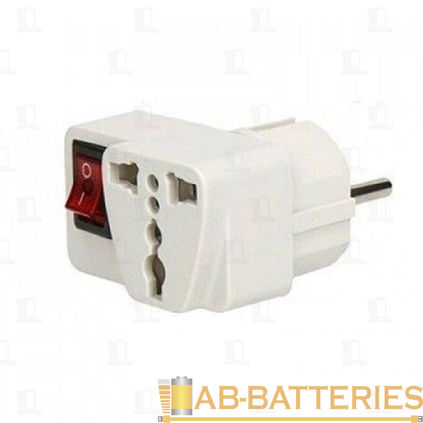 Сетевой переходник Без бренда "Англия" универсальный 1р.Б/З с выкл. белый