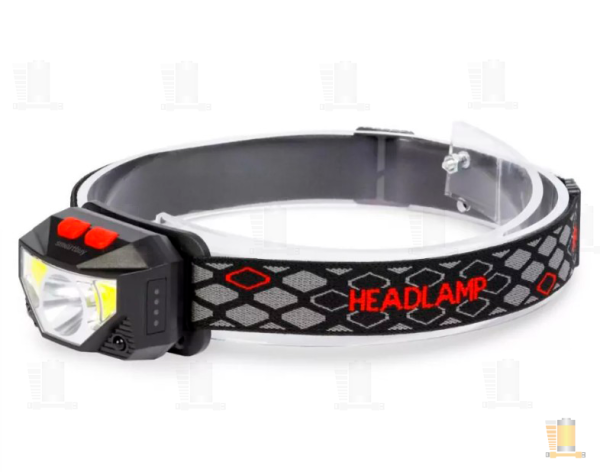 Фонарь налобный Smartbuy SBF-HL034 2COB от аккумулятора IP54 сенс. 6 режимов черный (1/200)