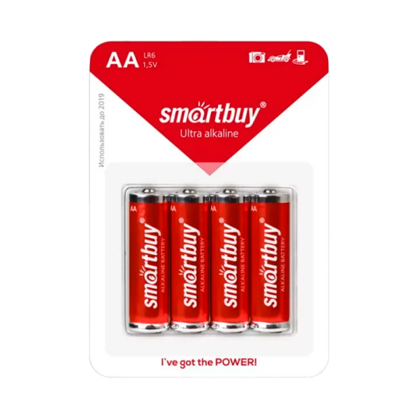 Батарейка Smartbuy LR6 AA BL4 Alkaline 1.5V (4/48/480)