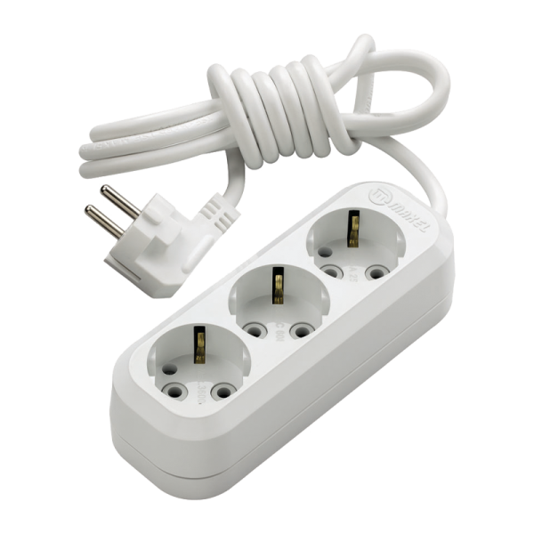 Удлинитель Makel 3р.С/З 2.0м белый MGP132 (1/12)