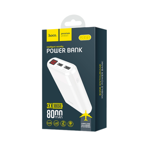 Внешний аккумулятор HOCO B35B 8000mAh 2.0A 2USB белый (1/64)
