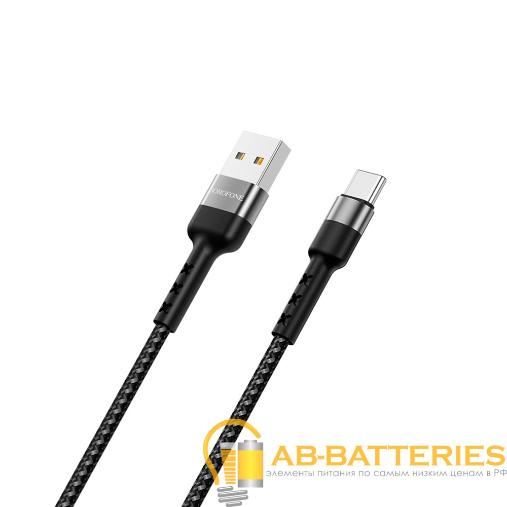 Кабель Borofone BX34 USB (m)-Type-C (m) 1.0м 3.0A нейлон черный (1/360)