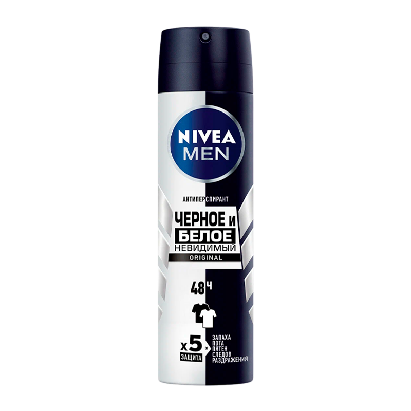 Дезодорант мужской Nivea BLACK&WHITE спрей 150мл (1/6)