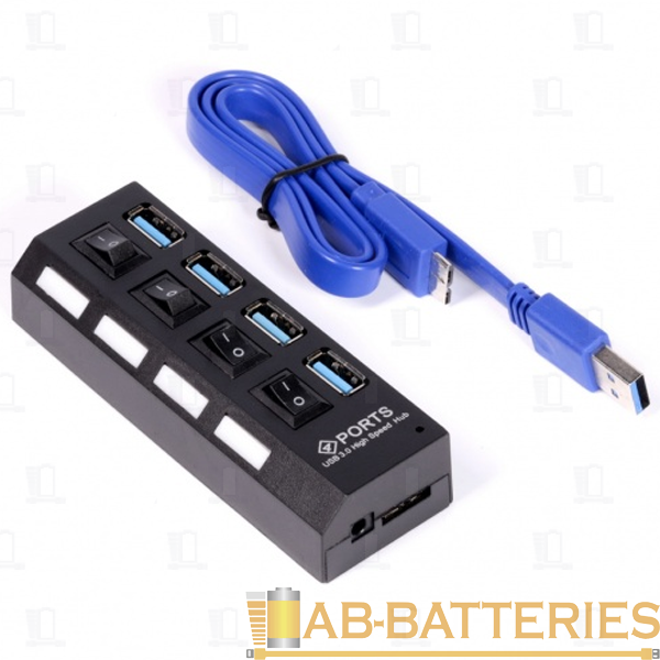 USB-Хаб Smartbuy 7304 4USB USB3.0 с выключателем черный