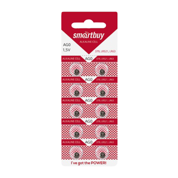 Батарейка Smartbuy G0/LR521/LR63/LR50/379A/179 BL10 Alkaline 1.5V (10/200/2000)