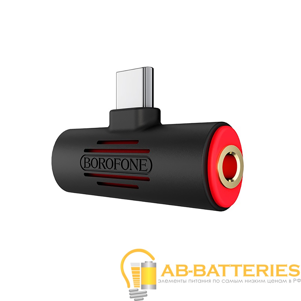 Переходник AUX Borofone BV8 Jack 3.5mm (f)-Type-C (m)/Type-C (f) пластик черный (1/72/288)