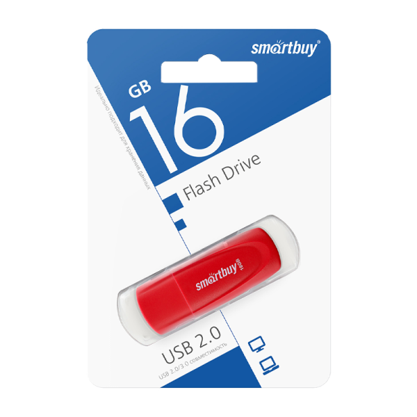 Флеш-накопитель Smartbuy Scout 16GB USB2.0 пластик красный