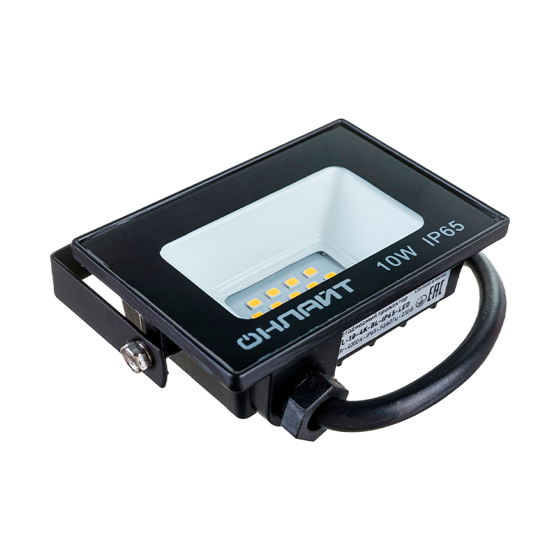Прожектор светодиодный Онлайт 10W 230V IP65 4000К нейтральный черный (1/80)