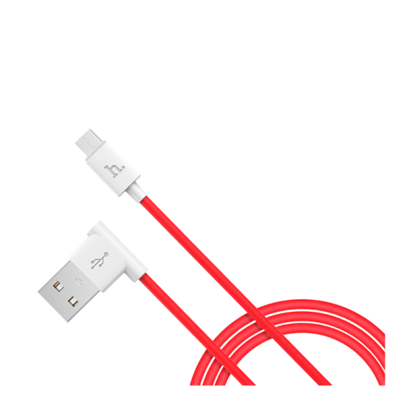 Кабель HOCO UPM10 USB (m)-microUSB (m) 1.2м 2.4A силикон угловой красный (1/50/500)