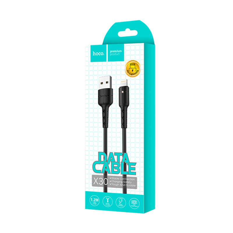 Кабель HOCO X30 USB (m)-Lightning (m) 1.2м 2.0A TPE черный (1/30/300)