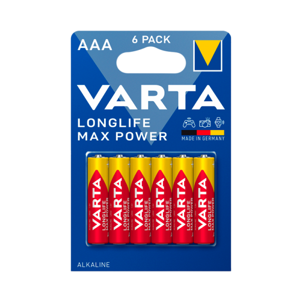 Батарейка Varta LONGLIFE MAX POWER (MAX TECH) LR03 AAA BL6 Alkaline 1.5V (4703) (6/60/300)