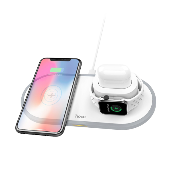 Беспроводное З/У HOCO CW21 2.0A 10W Apple Watch+Airpods белый (1/44)