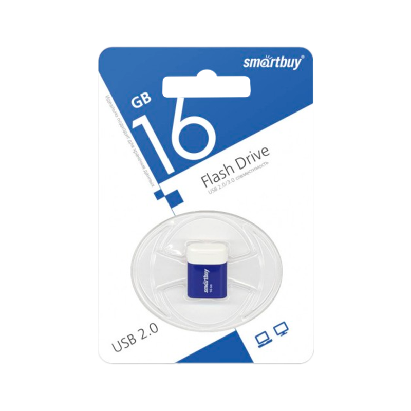 Флеш-накопитель Smartbuy Lara 16GB USB2.0 пластик синий