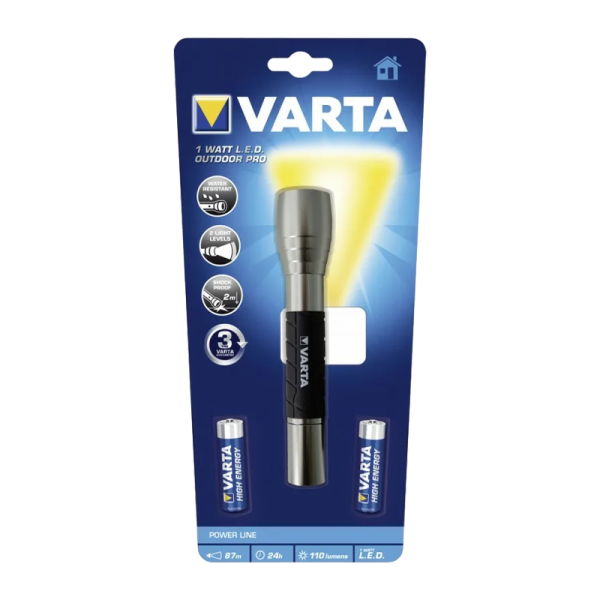 Фонарь туристический Varta Outdoor Pro 4W 1LED от батареек черный